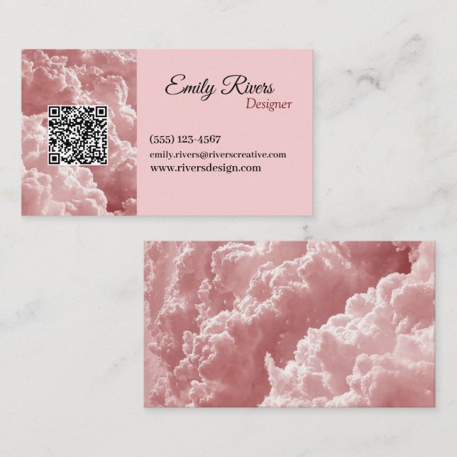 Tarjeta De Visita Blanco rosado lindo (Anverso / Reverso)