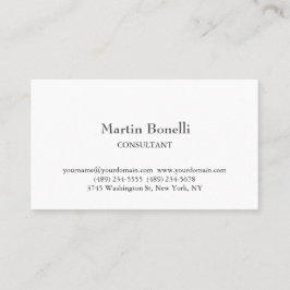 Tarjeta De Visita Blanco sencillo clásico y lineal