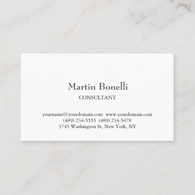 Tarjeta De Visita Blanco sencillo clásico y lineal (Anverso)