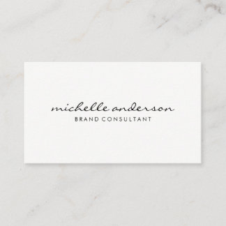 Tarjeta De Visita Blanco sencillo minimalista con texto cursivo