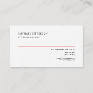 Tarjeta De Visita Blanco sencillo y elegante elegante de primera cal