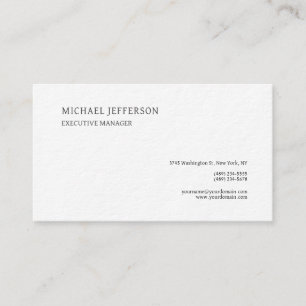 Tarjeta De Visita Blanco sencillo y elegante elegante de primera cal