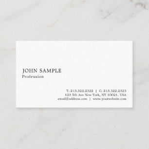 Tarjeta De Visita Blanco sencillo y elegante profesional