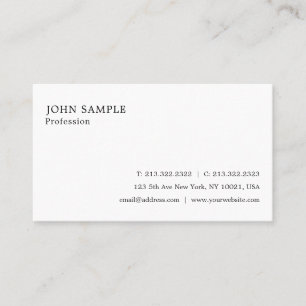 Tarjeta De Visita Blanco sencillo y elegante profesional