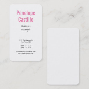 Tarjeta De Visita Blanco sencillo y sencillo profesional de color ro