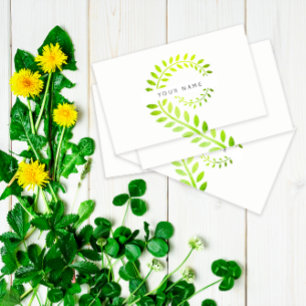 Tarjeta De Visita Blanco serpentino verde botánico del helecho del