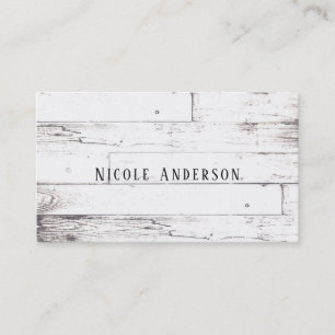 Tarjeta De Visita Blanco Shabby Chic Madera Granero Rústico de la Ca