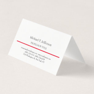 Tarjeta De Visita Blanco Simple Plano Elegante Clásico Retro