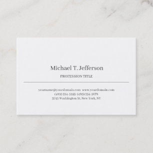 Tarjeta De Visita Blanco Simple Plano Elegante Clásico Retro