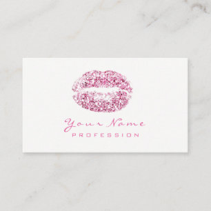Tarjeta De Visita Blanco subió rosa del purpurina de la belleza de