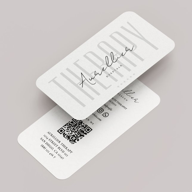 Tarjeta De Visita Blanco Terapista de Masaje Mínimo (Minimal Therapist Psychotherapy White Business Card
)