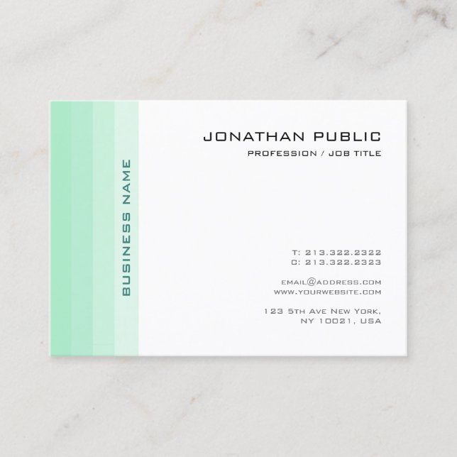 Tarjeta De Visita Blanco Verde Mint Moderno Sencillo Elegante (Anverso)