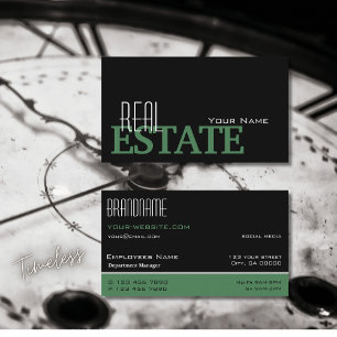 Tarjeta De Visita Blanco verde negro moderno simple y profesional