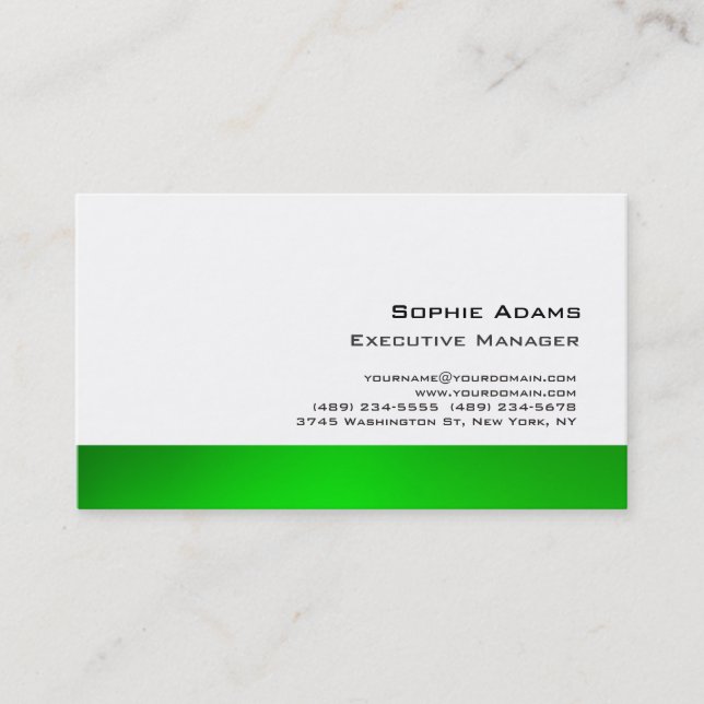 Tarjeta De Visita Blanco verde profesional moderno y sencillo único (Anverso)
