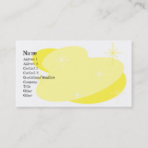 Tarjeta De Visita Blanco y amarillo retro atómico