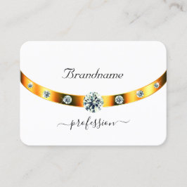 Tarjeta De Visita Blanco y dorado con diamantes de monograma Profesi