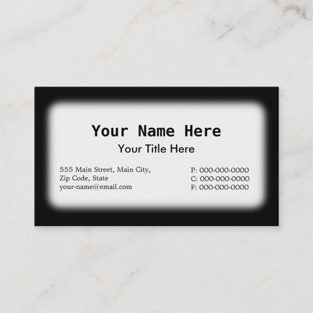 Tarjeta De Visita Blanco y negro (Anverso)