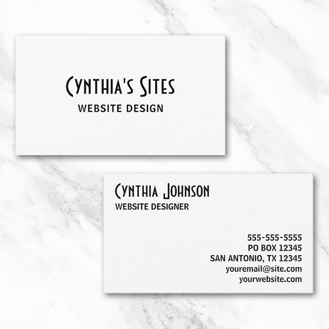 Tarjeta De Visita Blanco y negro (White and Black Retro Bold Business Card)