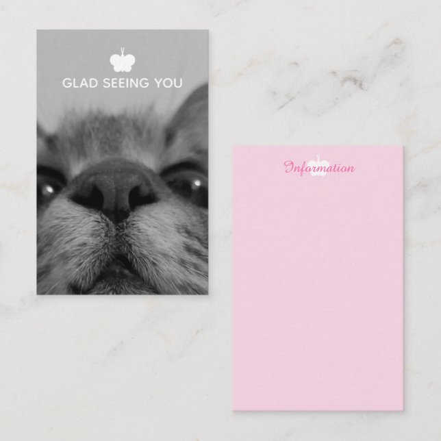 Tarjeta De Visita Blanco y negro 17 años de gatito en blanco (Anverso / Reverso)