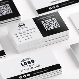 Tarjeta De Visita Blanco y negro añaden su código QR estándar