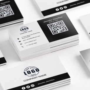 Tarjeta De Visita Blanco y negro añaden su código QR estándar