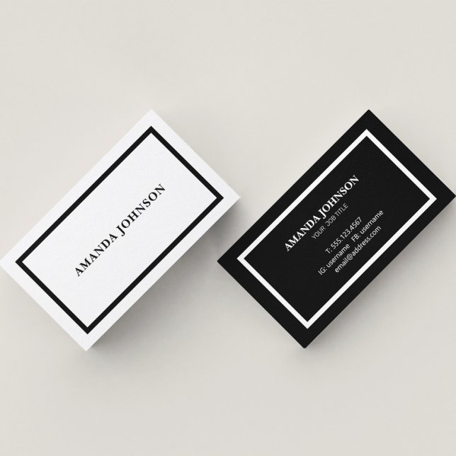 Tarjeta De Visita Blanco y negro casual (Subido por el creador)