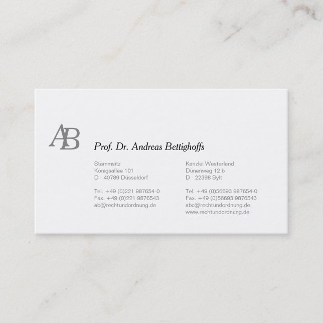Tarjeta De Visita Blanco y negro corporativo (Anverso)