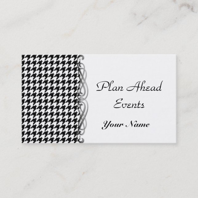 Tarjeta de visita blanco y negro de Houndstooth (Anverso)