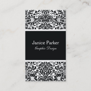 Tarjeta de visita blanco y negro del damasco
