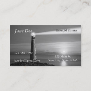 Tarjeta de visita blanco y negro del faro