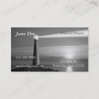Tarjeta de visita blanco y negro del faro