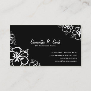 Tarjeta de visita blanco y negro del hibisco