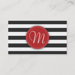 Tarjeta de visita blanco y negro del monograma de