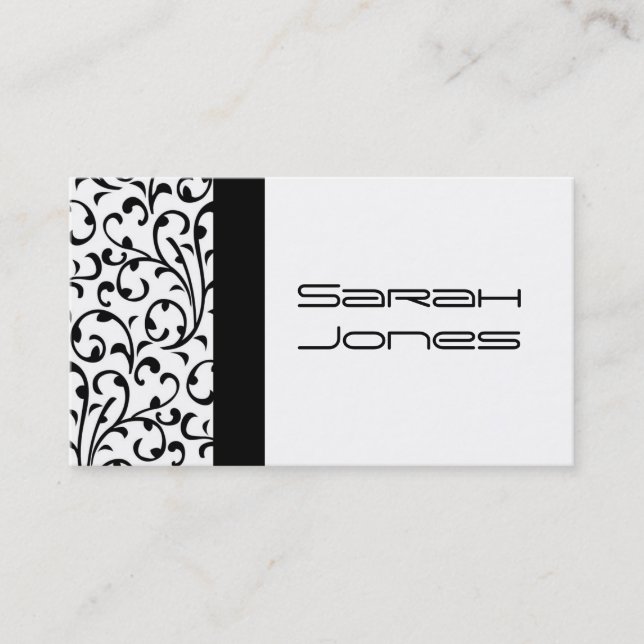 Tarjeta de visita blanco y negro elegante del (Anverso)
