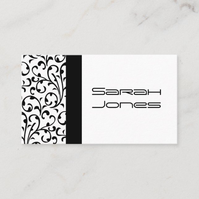 Tarjeta de visita blanco y negro elegante del (Anverso)
