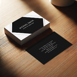 Tarjeta De Visita Blanco y negro limpios | Marco cuadrado