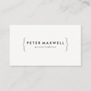 Tarjeta De Visita Blanco y negro minimalista con corchetes