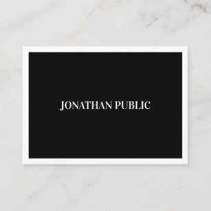 Tarjeta De Visita Blanco Y Negro Moderno B&W Elegante Minimalista