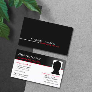 Tarjeta De Visita Blanco y negro moderno con foto profesional
