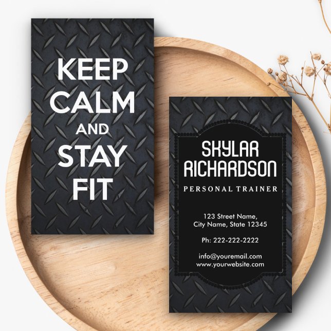 Tarjeta De Visita Blanco y negro moderno| Entrenador de gimnasio y f (Subido por el creador)