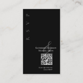 Tarjeta De Visita Blanco y negro moderno: RSVP de boda