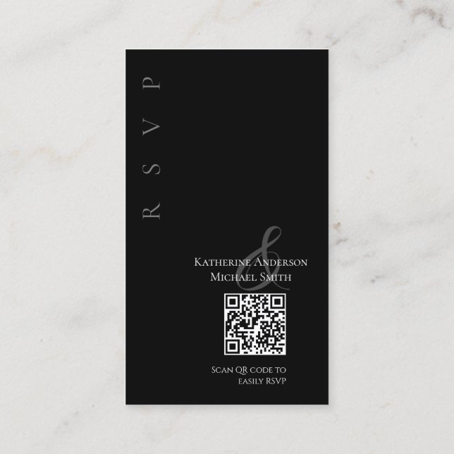 Tarjeta De Visita Blanco y negro moderno: RSVP de boda (Reverso)
