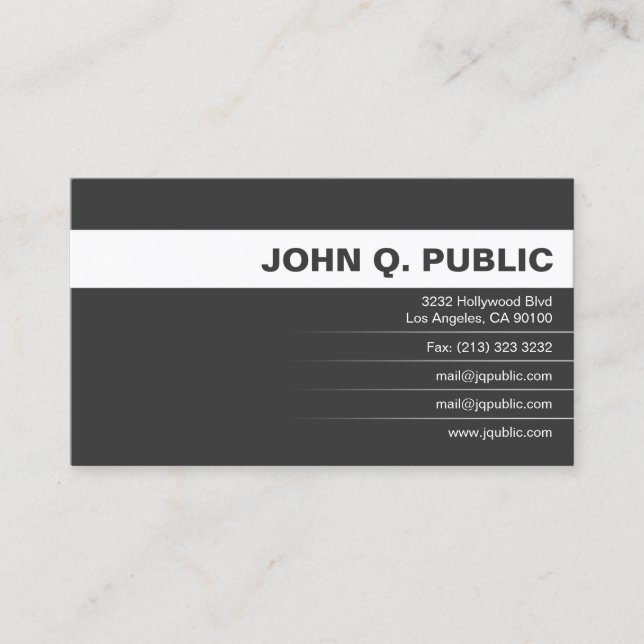 Tarjeta De Visita Blanco y negro profesional (Anverso)