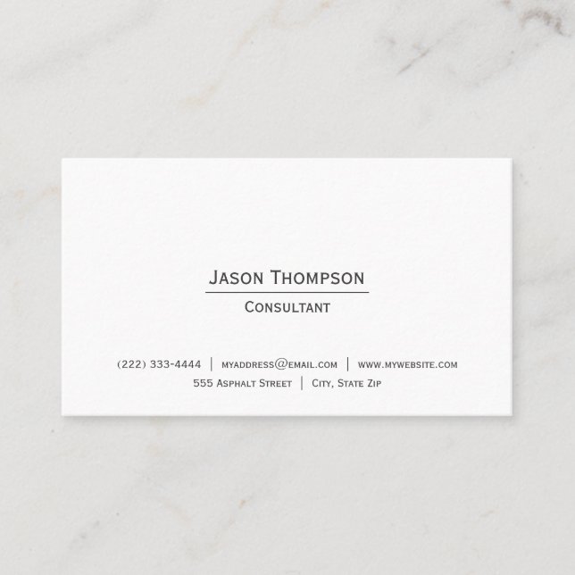 Tarjeta De Visita Blanco y negro profesional hermoso simple (Anverso)