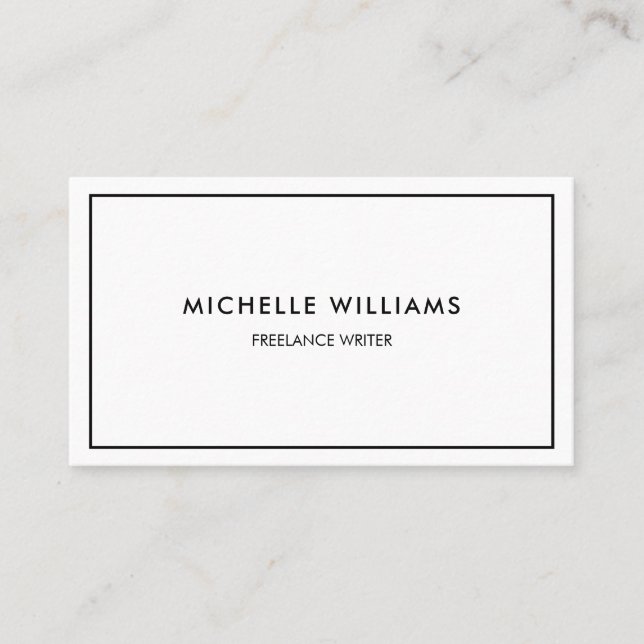 Tarjeta De Visita Blanco y negro profesional minimalista (Anverso)