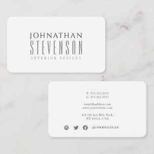 Tarjeta De Visita Blanco y negro profesional moderno