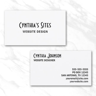Tarjeta De Visita Blanco y negro Retro Bold
