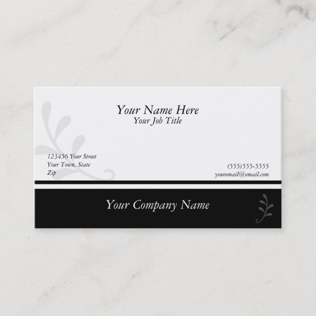 Tarjeta De Visita Blanco y negro simple (Anverso)
