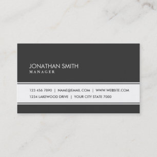 Tarjeta De Visita Blanco y negro simple llano elegante profesional