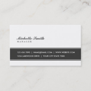 Tarjeta De Visita Blanco y negro simple llano elegante profesional